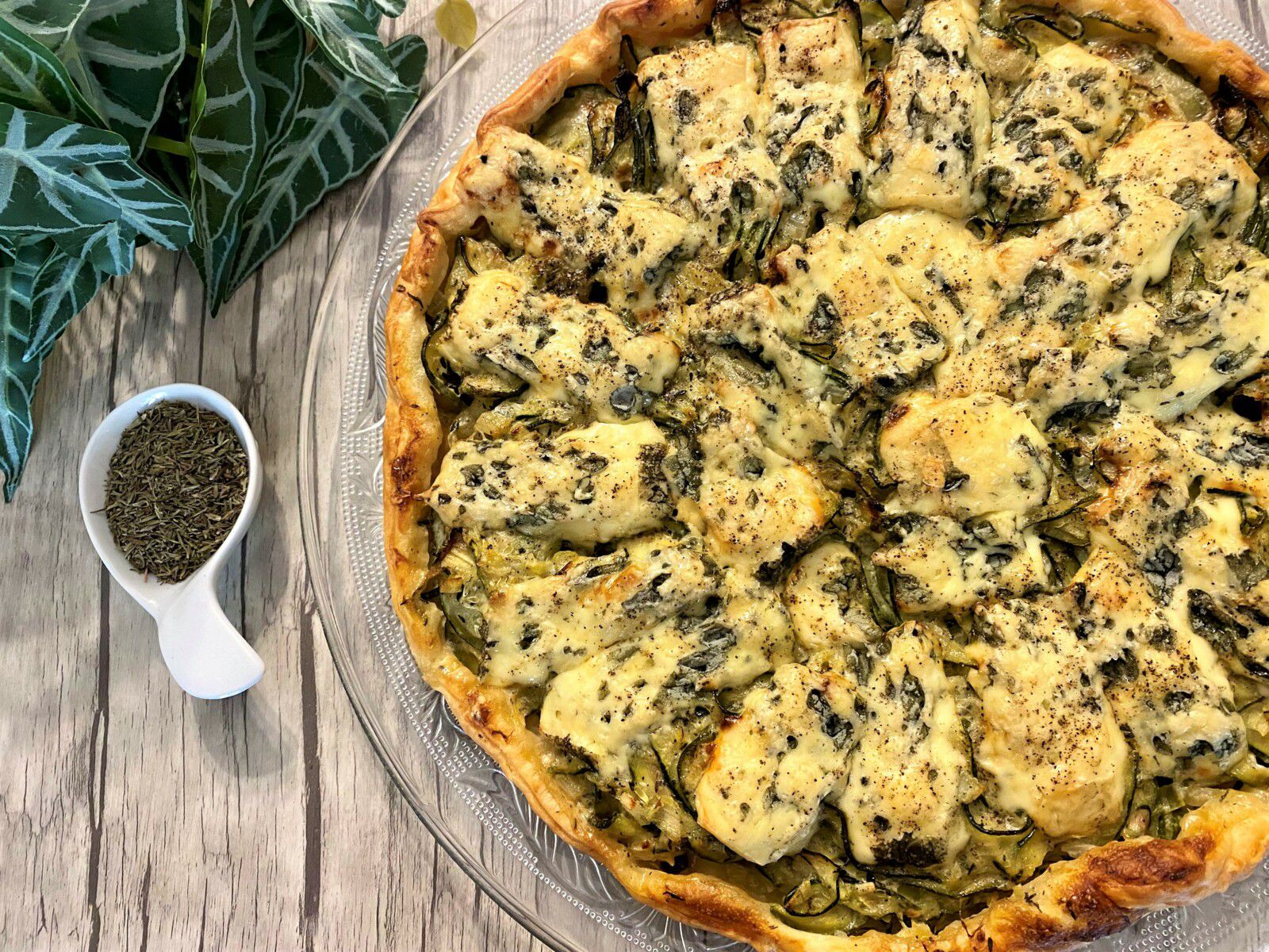 Tarte fine à la courgette et Fourme d'Ambert