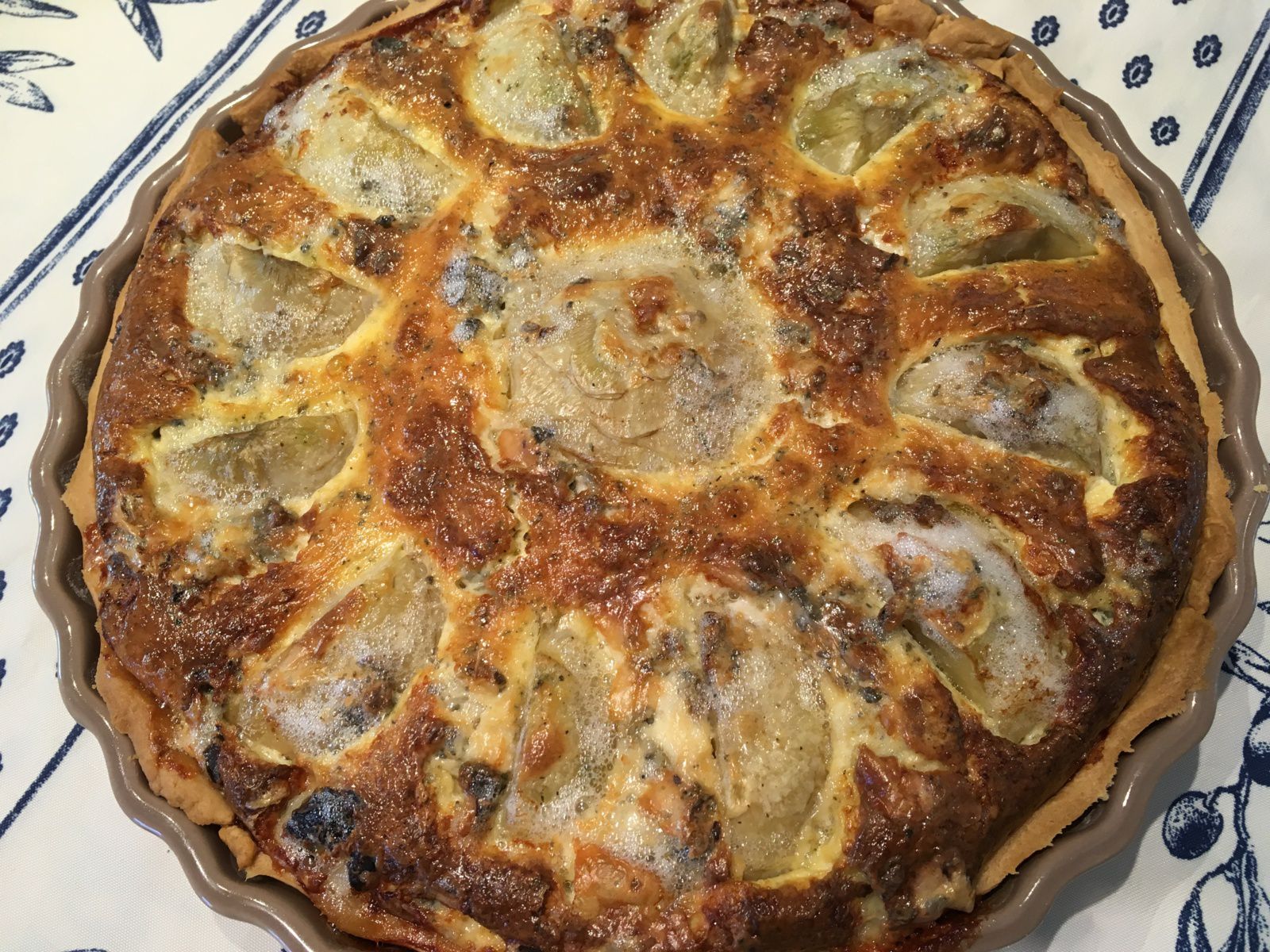 Tarte aux artichauts et bleu d’Auvergne