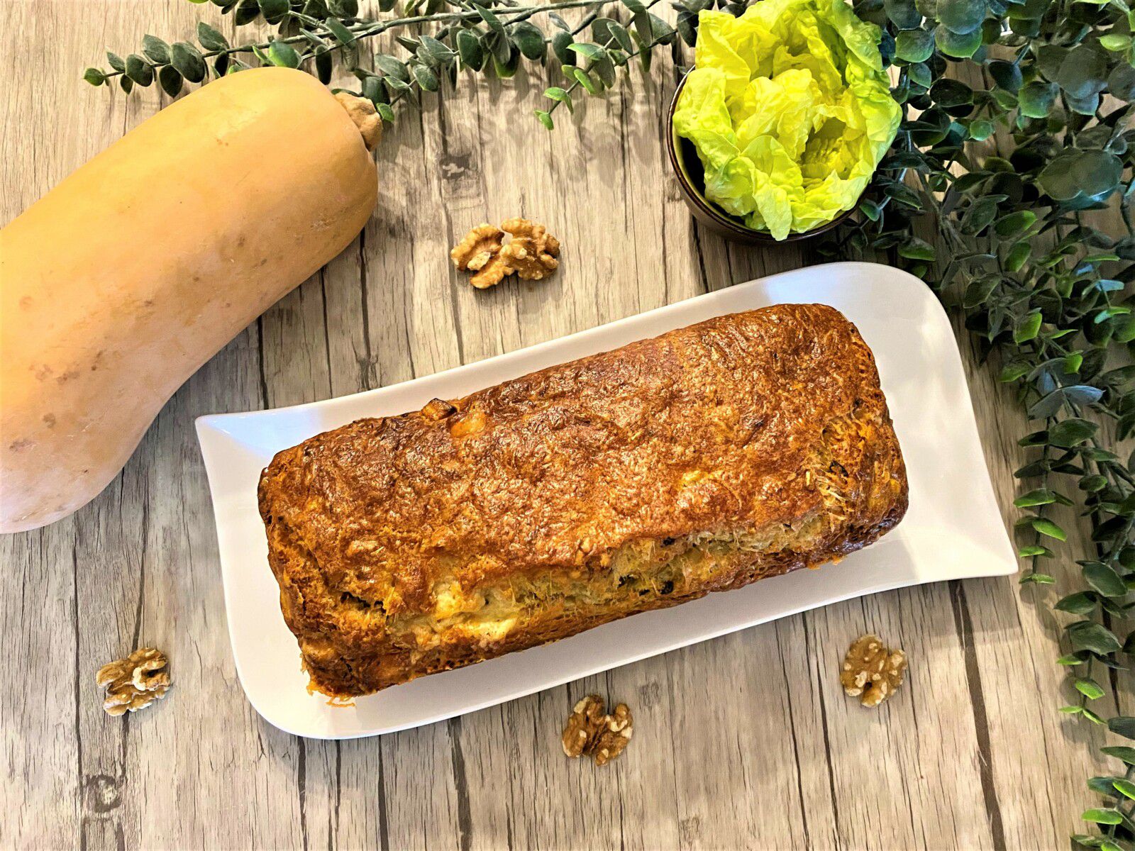 Cake à la courge butternut, bleu et noix