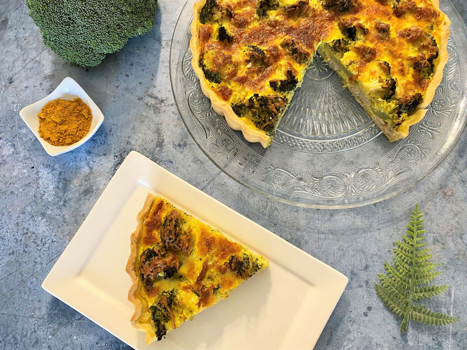 Tarte au brocoli, dinde et citron confit