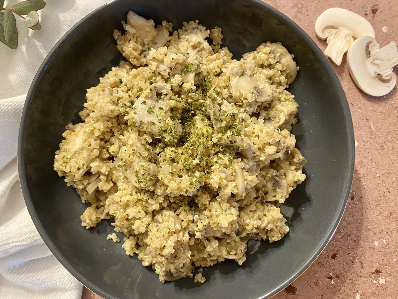 Quinoa crémeux aux champignons