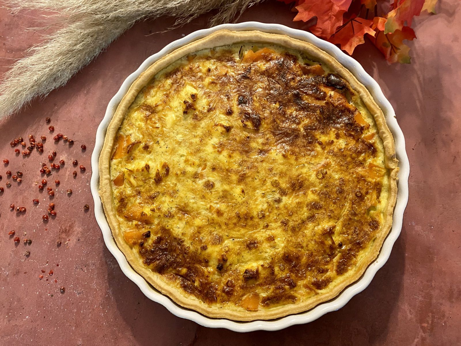 Tarte au saumon, poireaux et vache qui rit