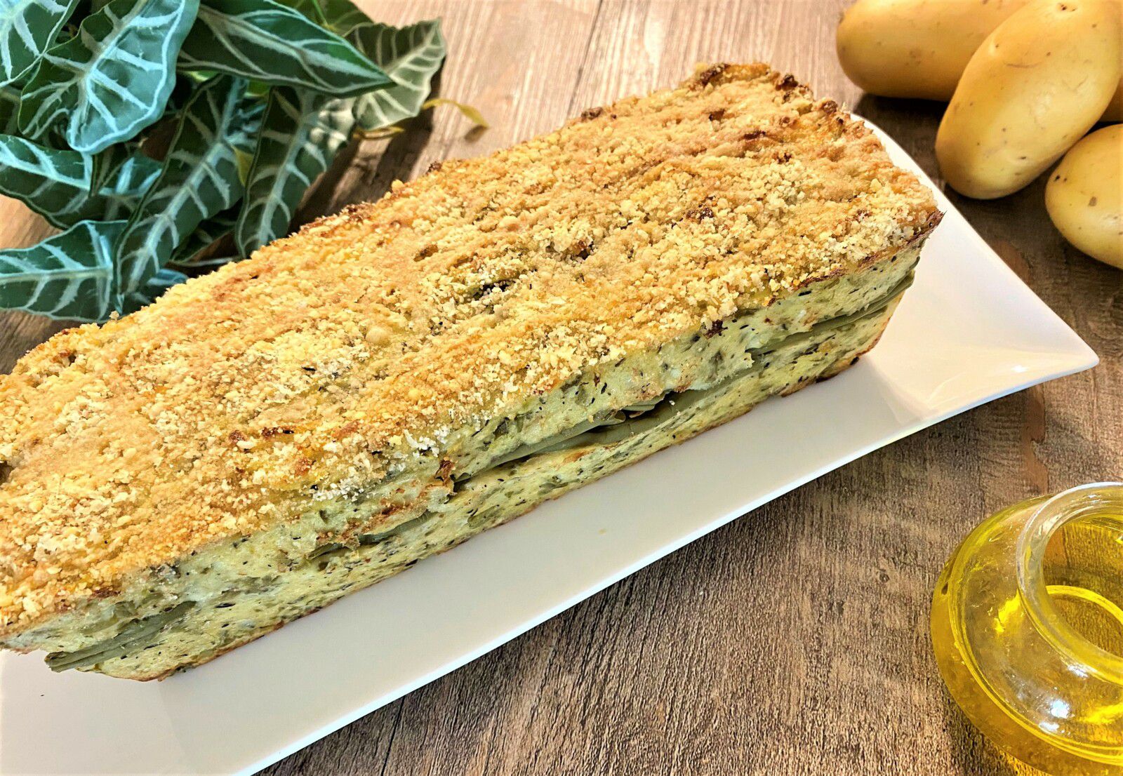 Gâteau de pommes de terre et haricots verts