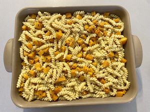 Gratin de pâtes à la butternut et mozzarella