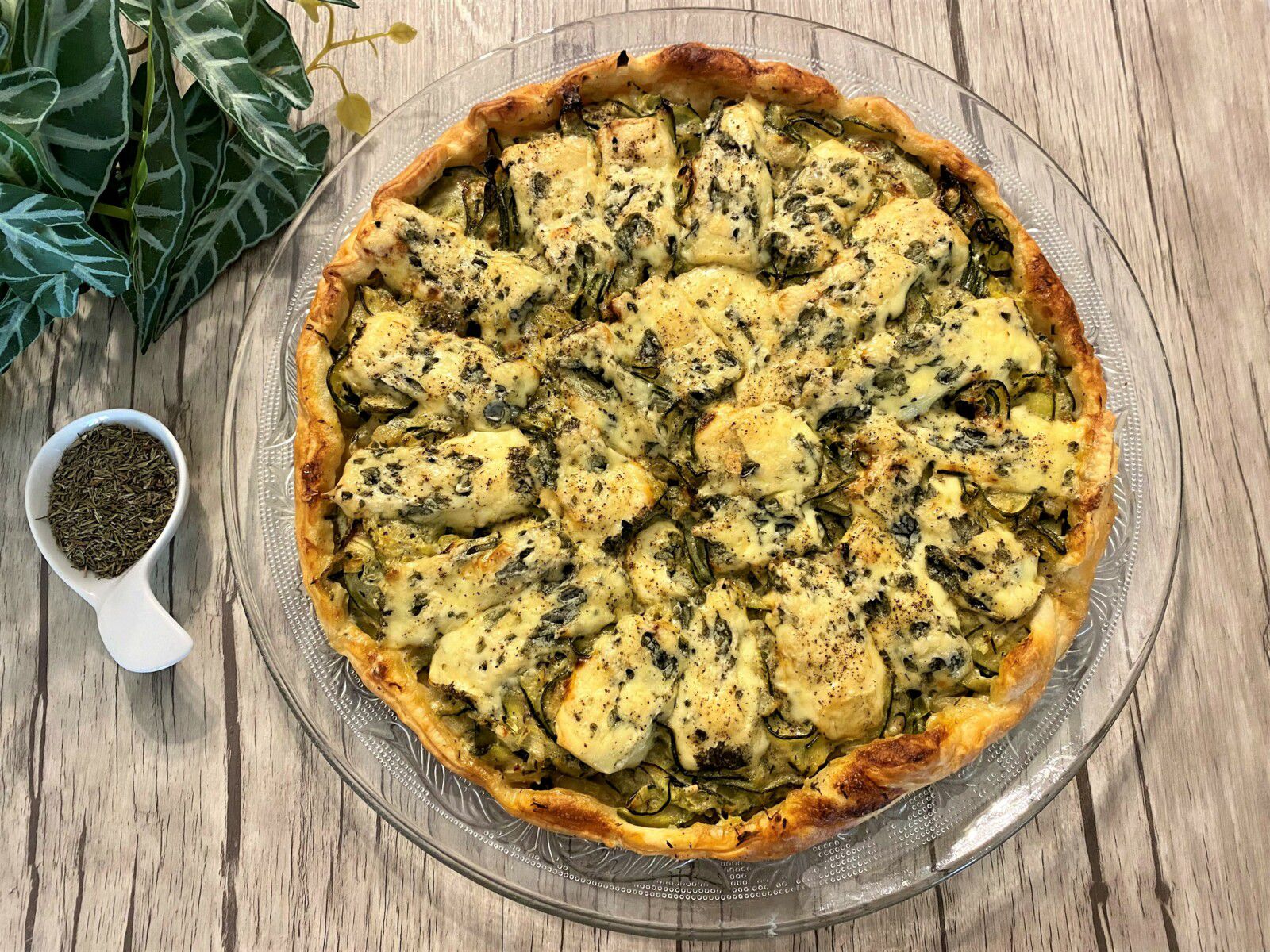 Tarte fine à la courgette et Fourme d'Ambert