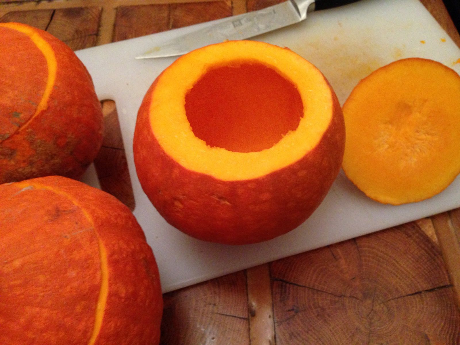 Potimarron farci au curry de crevettes