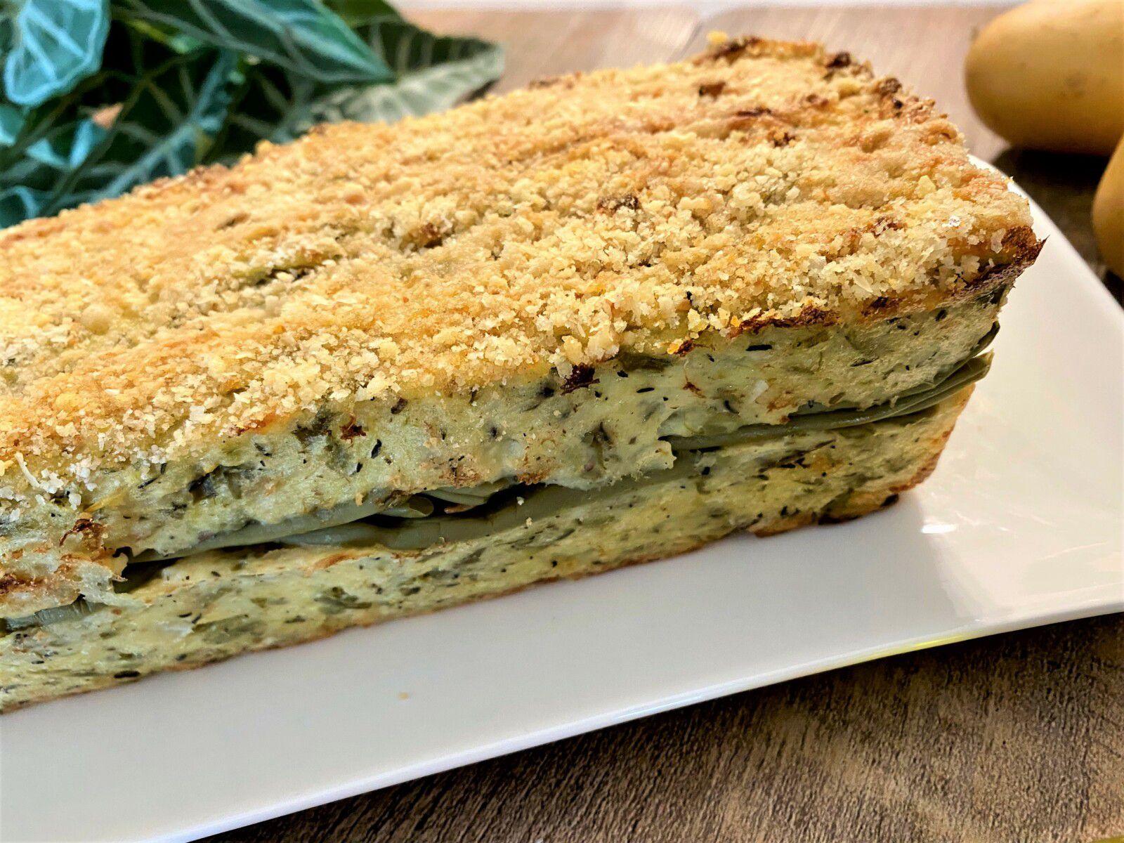 Gâteau de pommes de terre et haricots verts