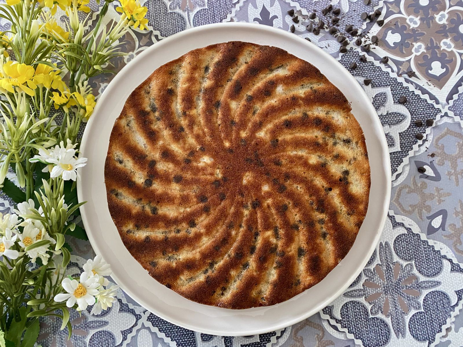 Fondant à la banane, ricotta et pépites de chocolat