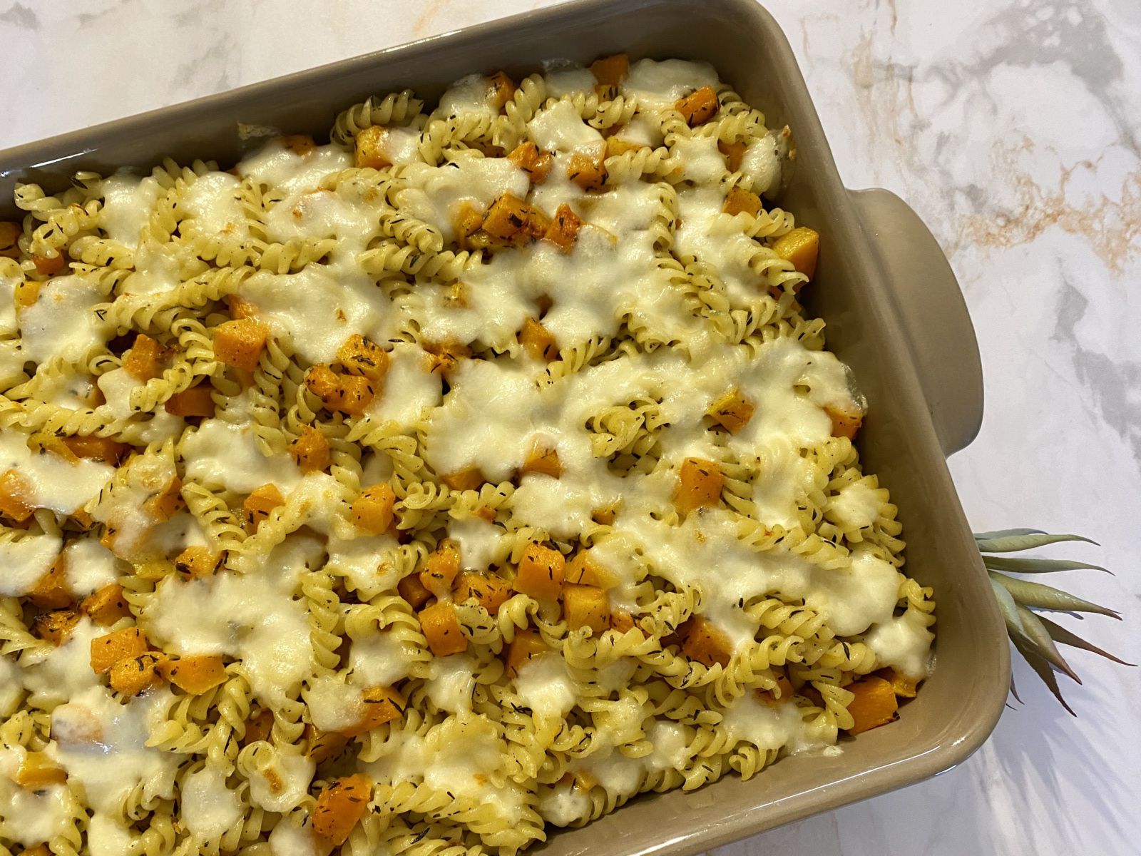 Gratin de pâtes à la butternut et mozzarella