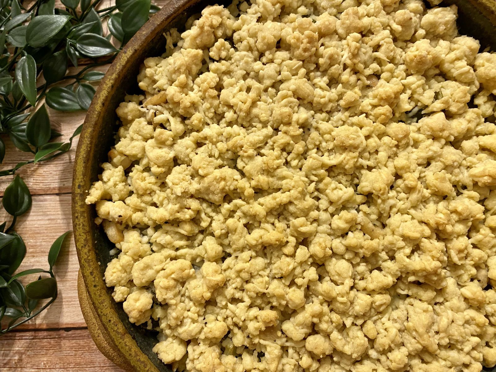 Crumble de courgette et poulet au gorgonzola