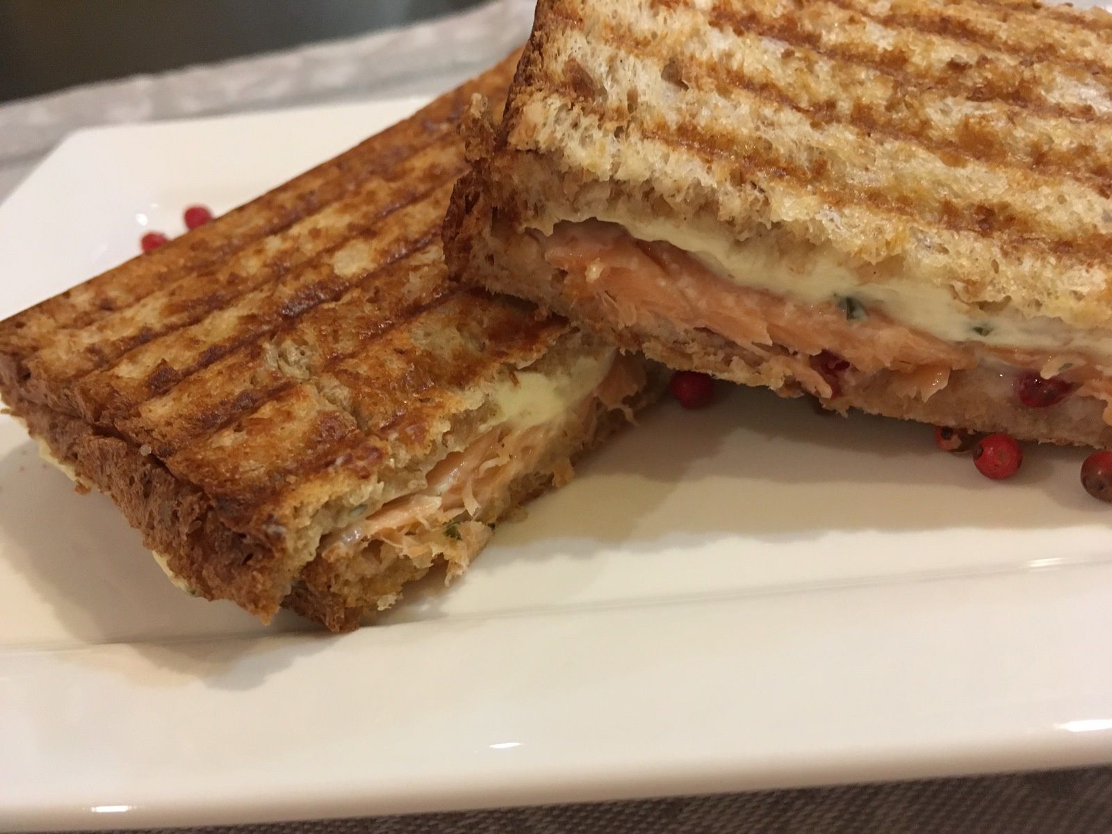 Croque au saumon et au Boursin