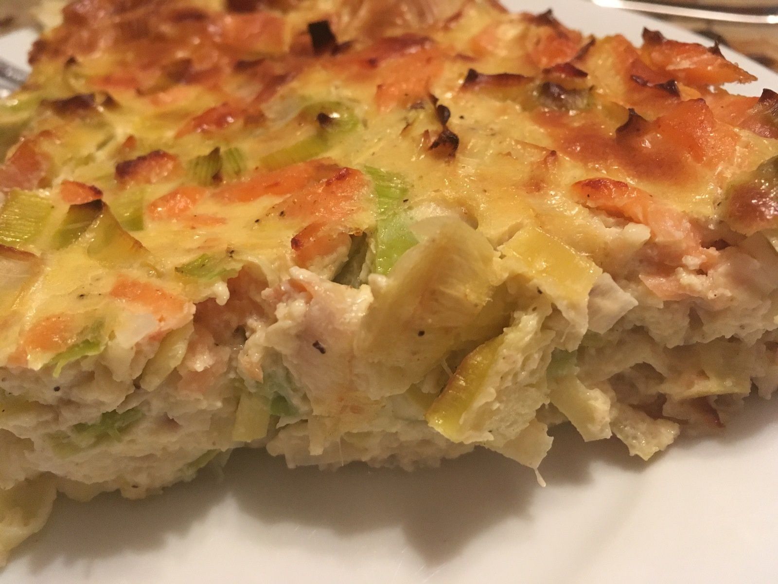 Flan aux poireaux et au saumon fumé