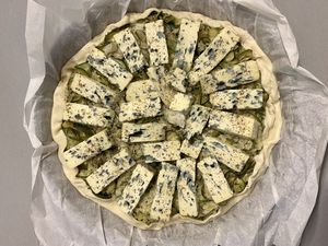 Tarte fine à la courgette et Fourme d'Ambert