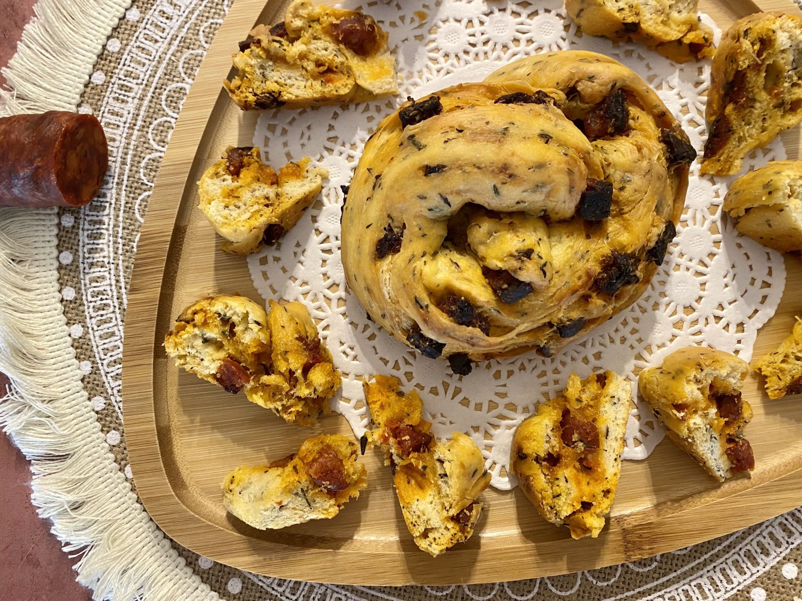 Fougasse au chorizo et au thym